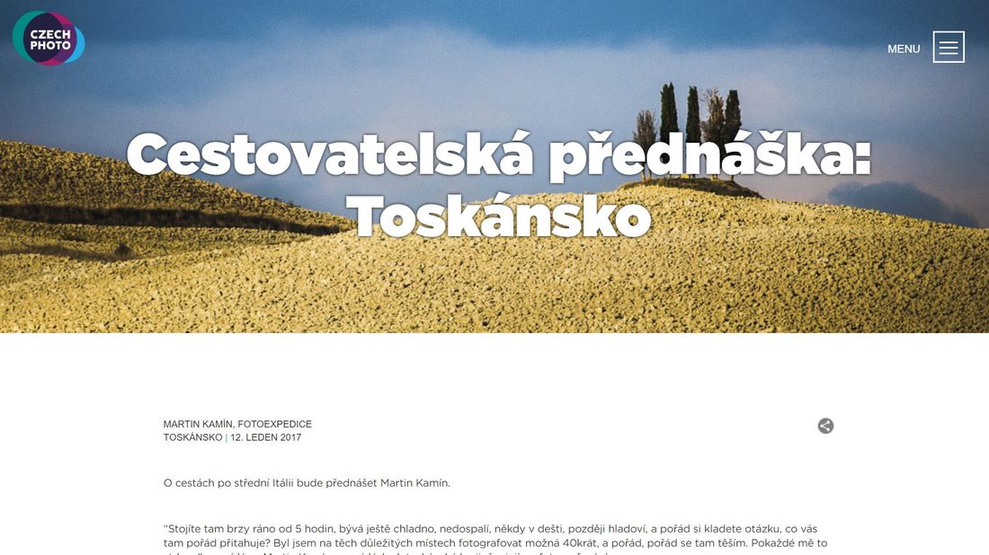 Promítání fotografií a povídání o fotoexpedicích do Toskánska , fotoexpedice Martin Kamín